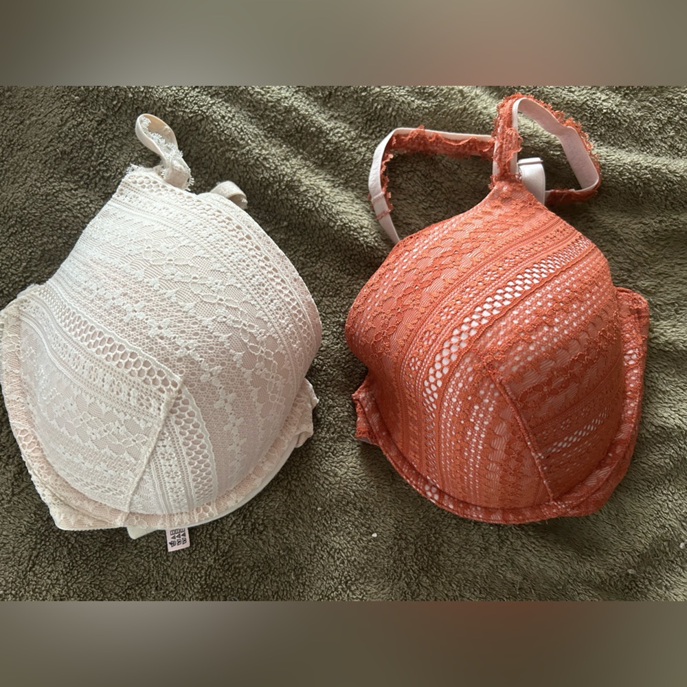 Lace Bra Set in Cream and Orange